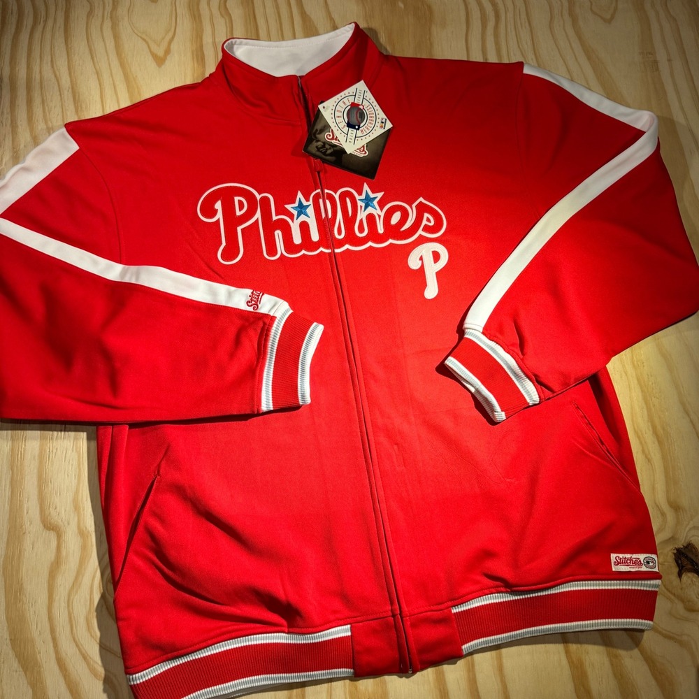Stitches Men's Philadelphia Phillies Track Jacket Red Full Zip NWT Size XL